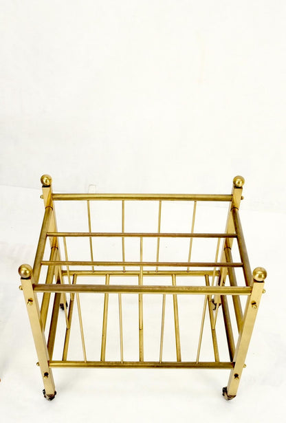 EstablishedLines Solid Brass Tube Design Mid-Century Modern Magazine Stand on Casters