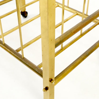 EstablishedLines Solid Brass Tube Design Mid-Century Modern Magazine Stand on Casters