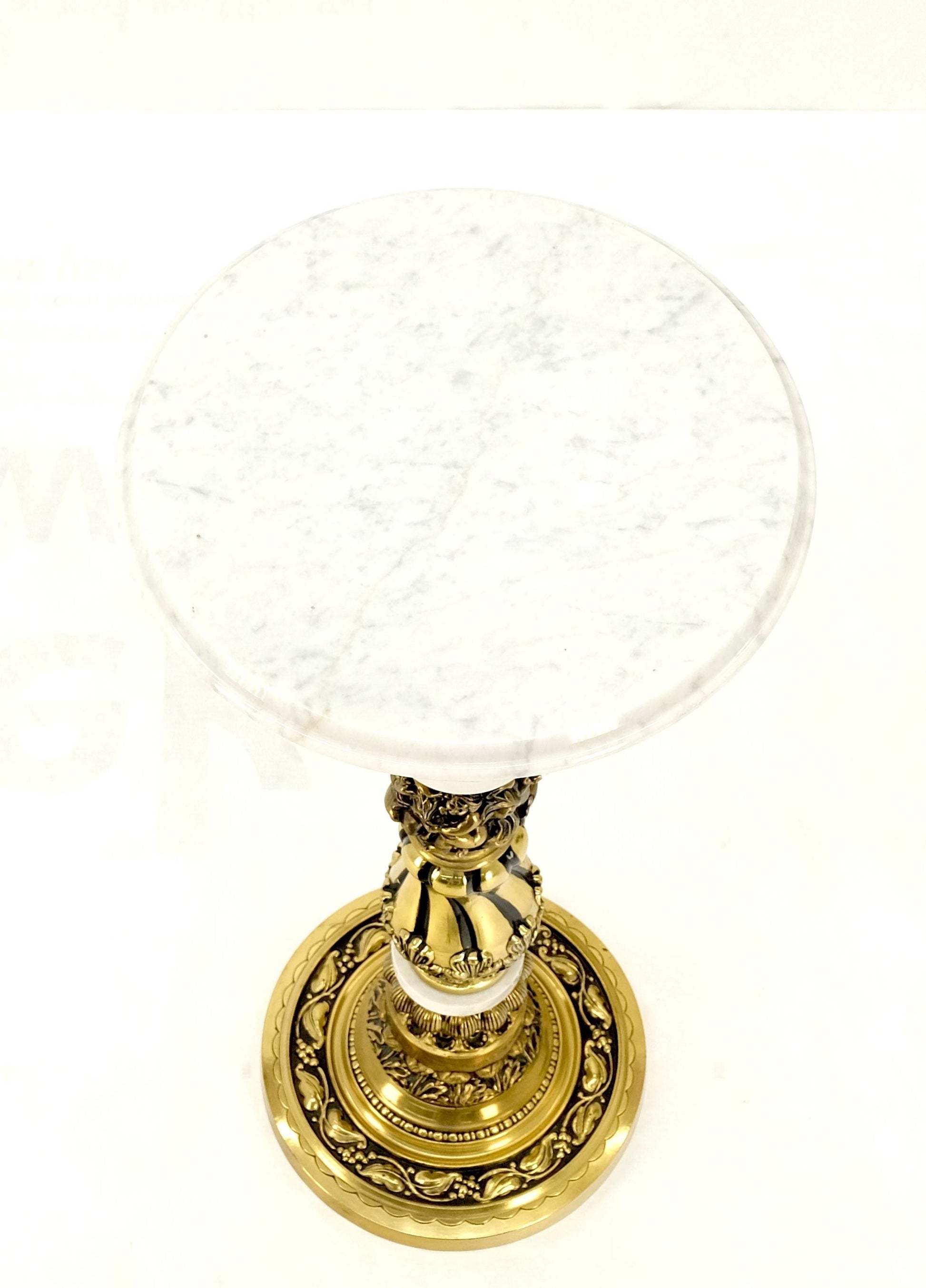 EstablishedLines Brass & Marble Decorative Ornate Round Pedestal Stand Mint!