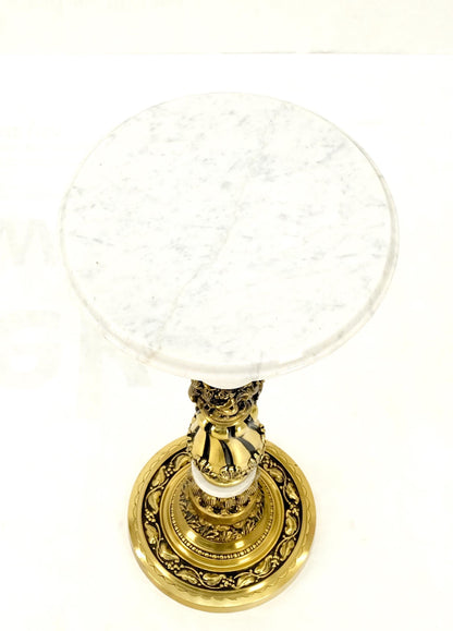 EstablishedLines Brass & Marble Decorative Ornate Round Pedestal Stand Mint!