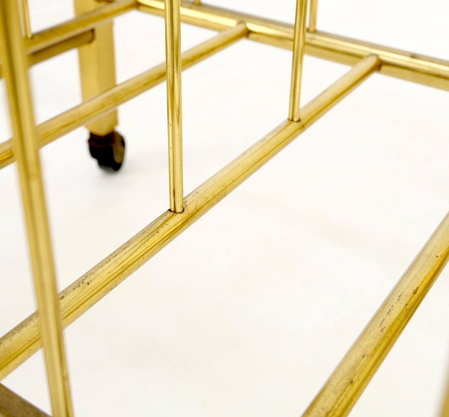 EstablishedLines Solid Brass Tube Design Mid-Century Modern Magazine Stand on Casters