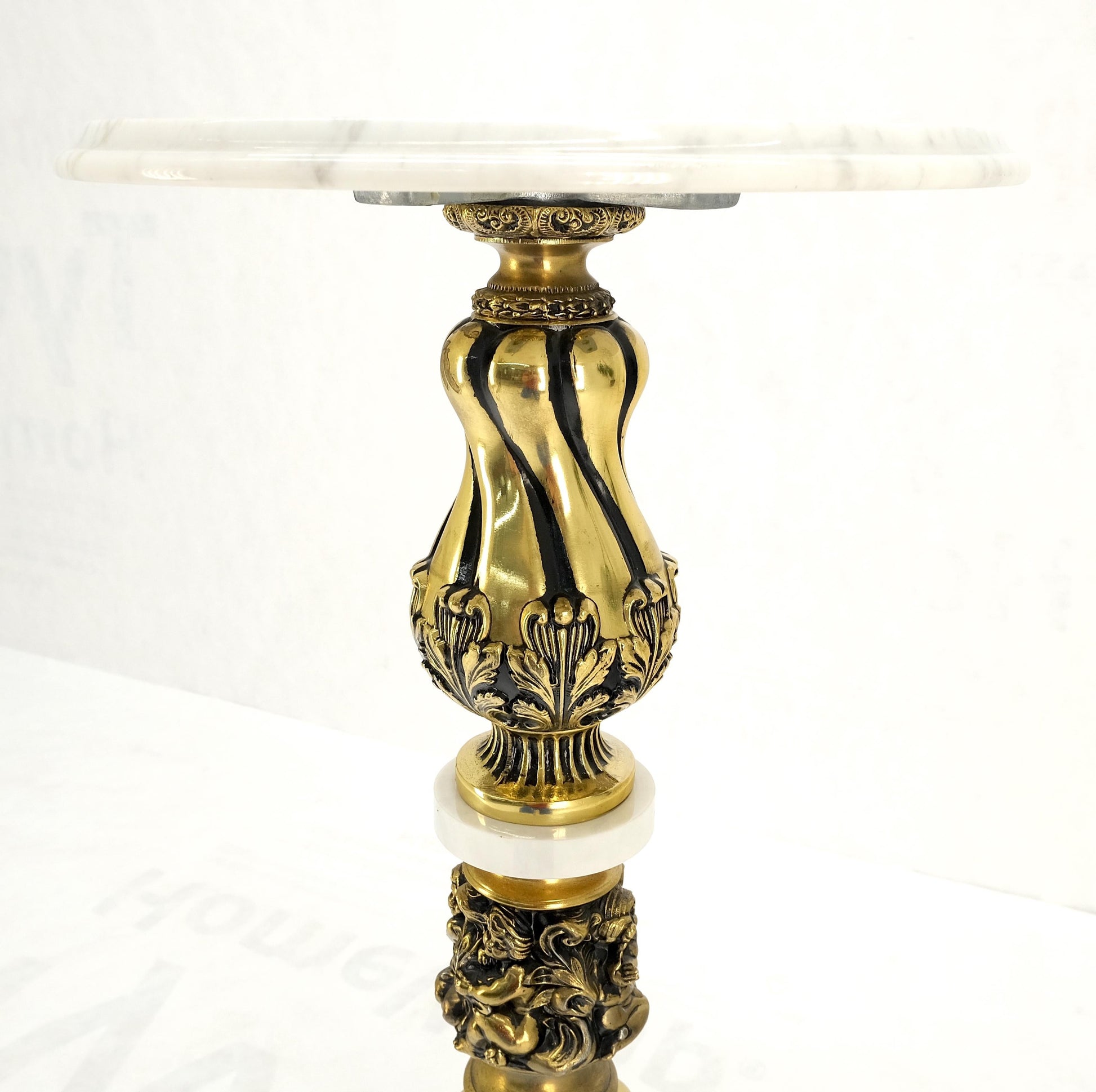 EstablishedLines Brass & Marble Decorative Ornate Round Pedestal Stand Mint!