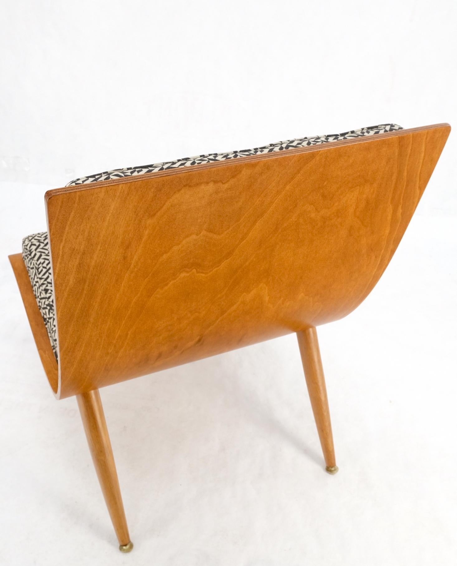 EstablishedLines Mid-Century Modern Bent Plywood Scoop Shape Chair & Ottoman on Dowel Legs Mint