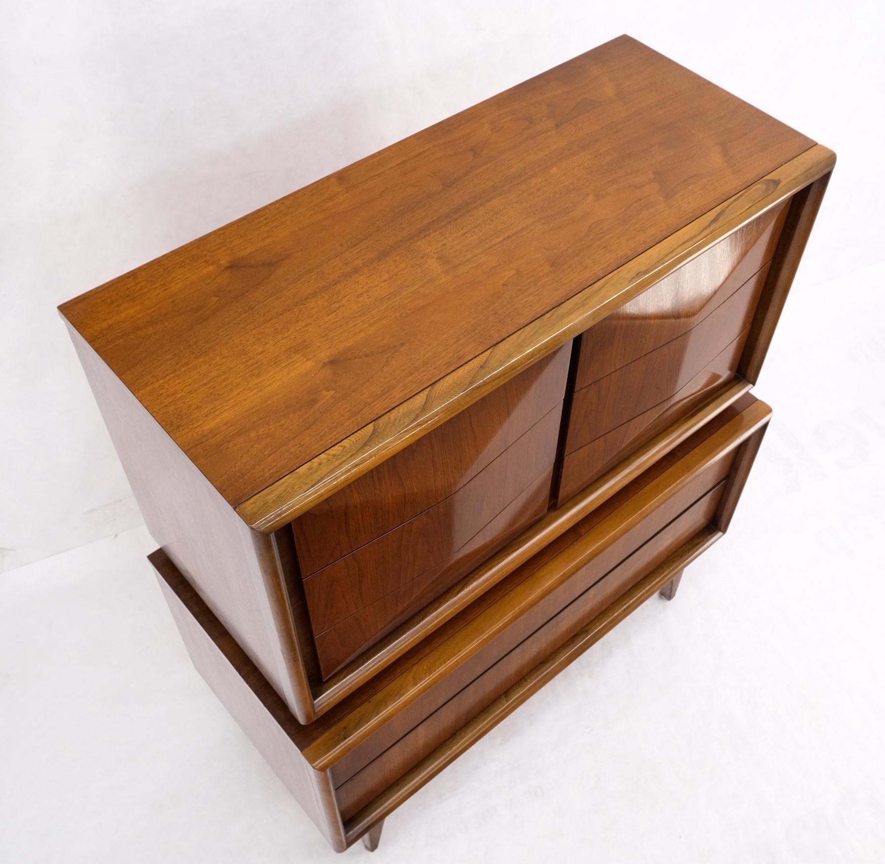 EstablishedLines Mid-Century Modern Diamond Front Walnut 8 Drawers High Chest Dresser Cabinet