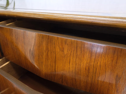 EstablishedLines Mid-Century Modern Diamond Front Walnut 8 Drawers High Chest Dresser Cabinet