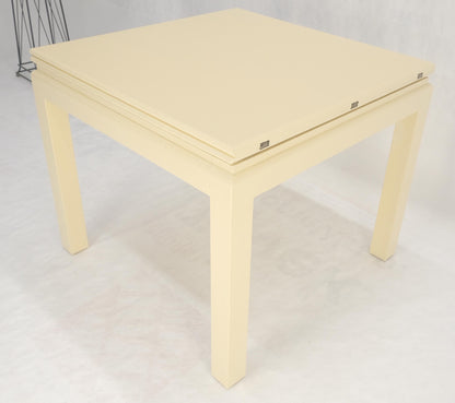 Restored Cream Beige Lacquered Cloth Square Flip Top Dining Game Table MINT!