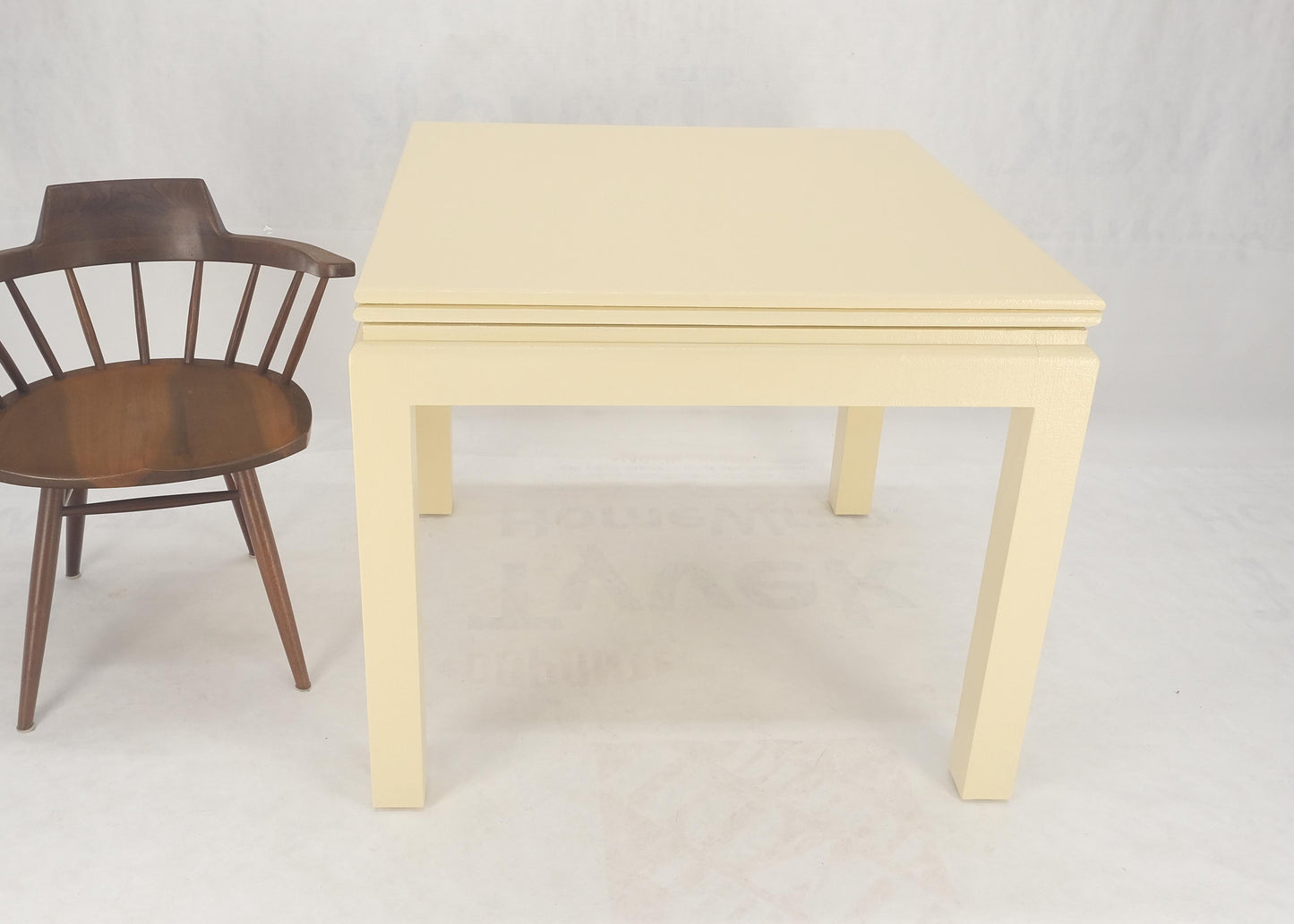 Restored Cream Beige Lacquered Cloth Square Flip Top Dining Game Table MINT!