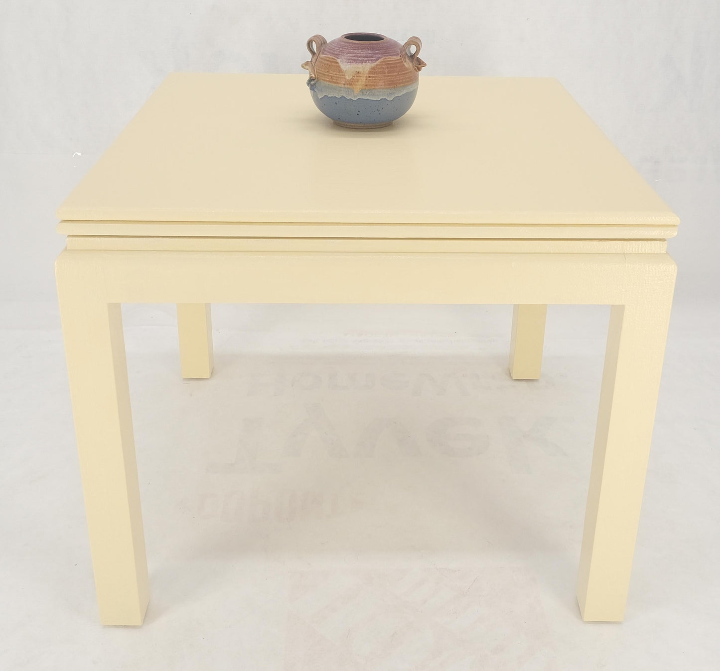 Restored Cream Beige Lacquered Cloth Square Flip Top Dining Game Table MINT!