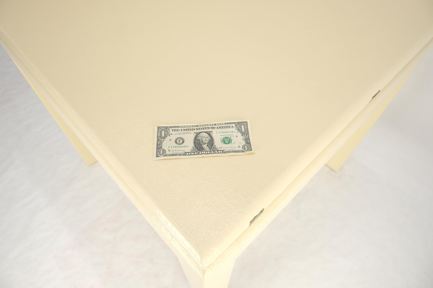 Restored Cream Beige Lacquered Cloth Square Flip Top Dining Game Table MINT!