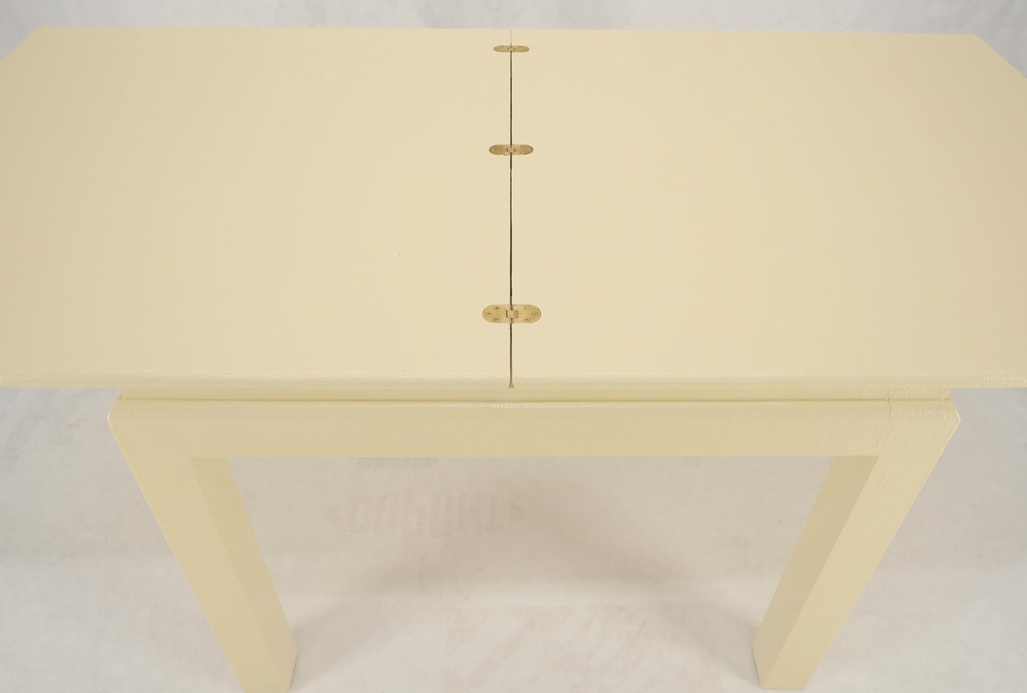Restored Cream Beige Lacquered Cloth Square Flip Top Dining Game Table MINT!