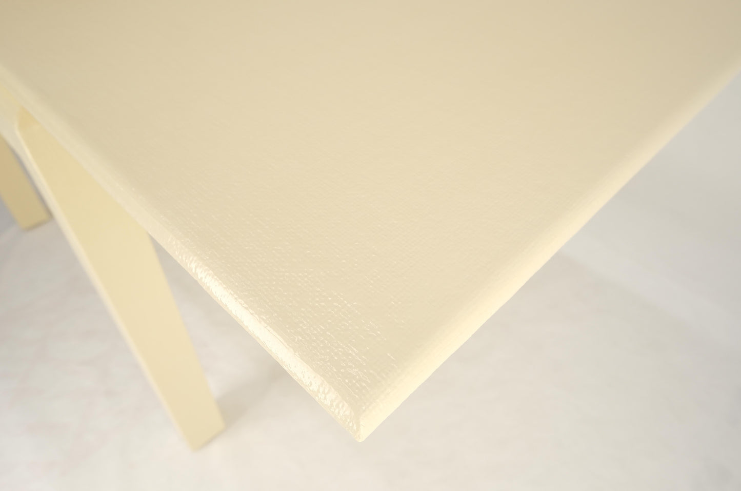 Restored Cream Beige Lacquered Cloth Square Flip Top Dining Game Table MINT!