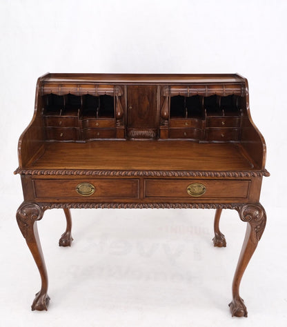 EstablishedLines Mahogany Finely Carved Ball & Claw Console Writing Table Desk Two Drawers Rope