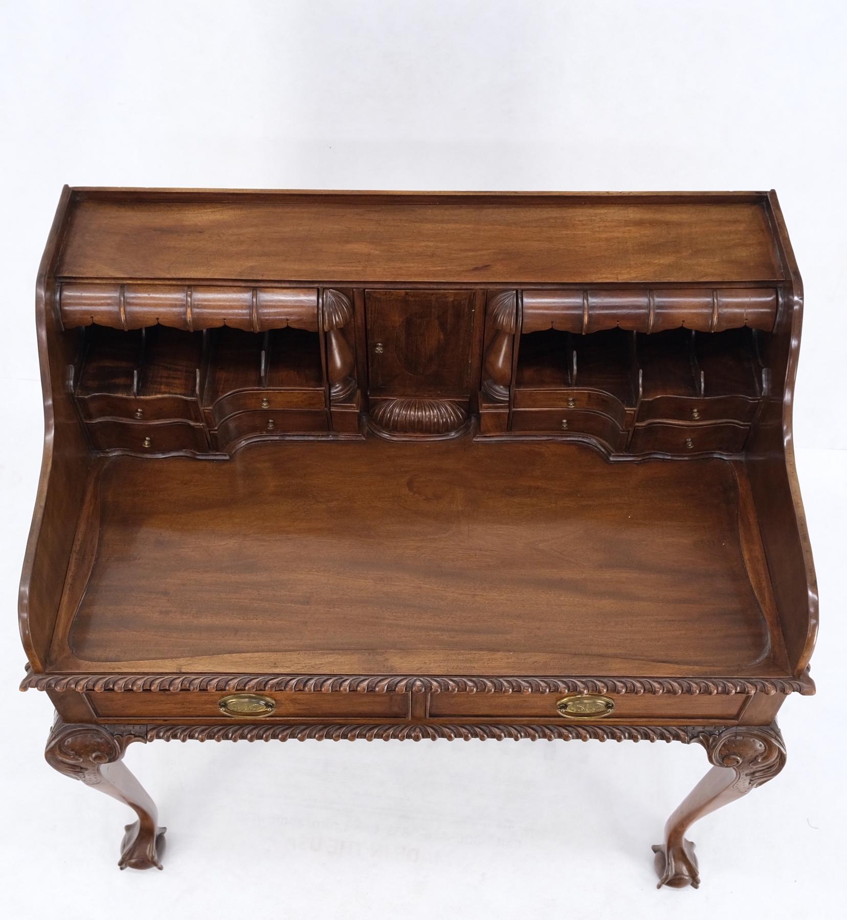 EstablishedLines Mahogany Finely Carved Ball & Claw Console Writing Table Desk Two Drawers Rope