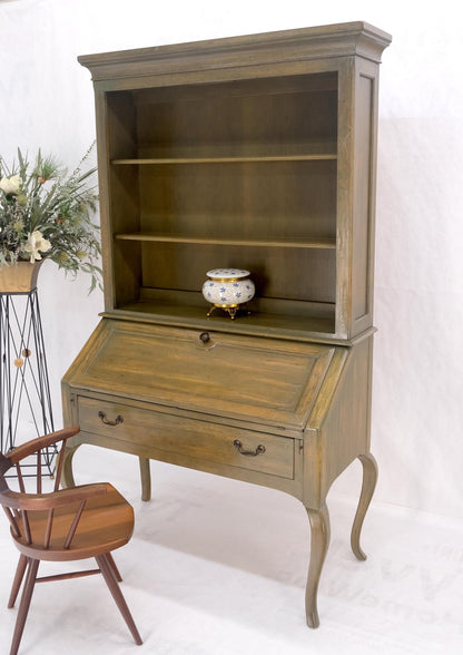 EstablishedLines Henredon Solid Oak Olive Finish Wide Open Bookcase Secretary Desk Country French