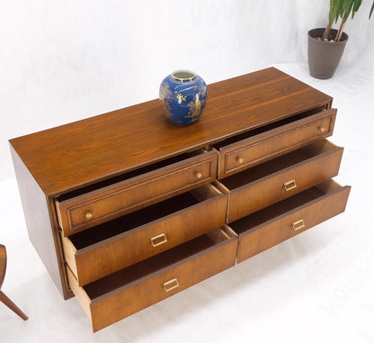 EstablishedLines American Mid Century Modern 6 Drawers Walnut Dresser Brass Hardware MINT!