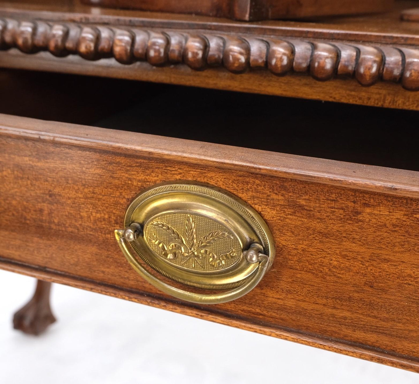 EstablishedLines Mahogany Finely Carved Ball & Claw Console Writing Table Desk Two Drawers Rope