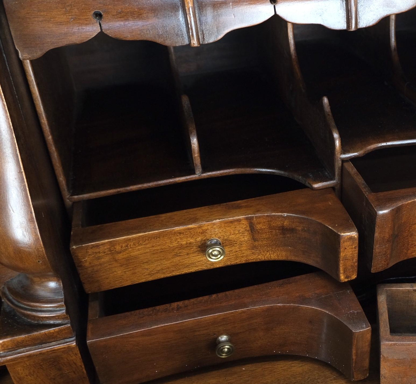 EstablishedLines Mahogany Finely Carved Ball & Claw Console Writing Table Desk Two Drawers Rope