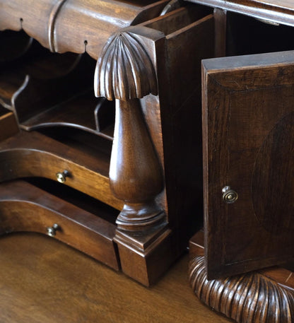 EstablishedLines Mahogany Finely Carved Ball & Claw Console Writing Table Desk Two Drawers Rope