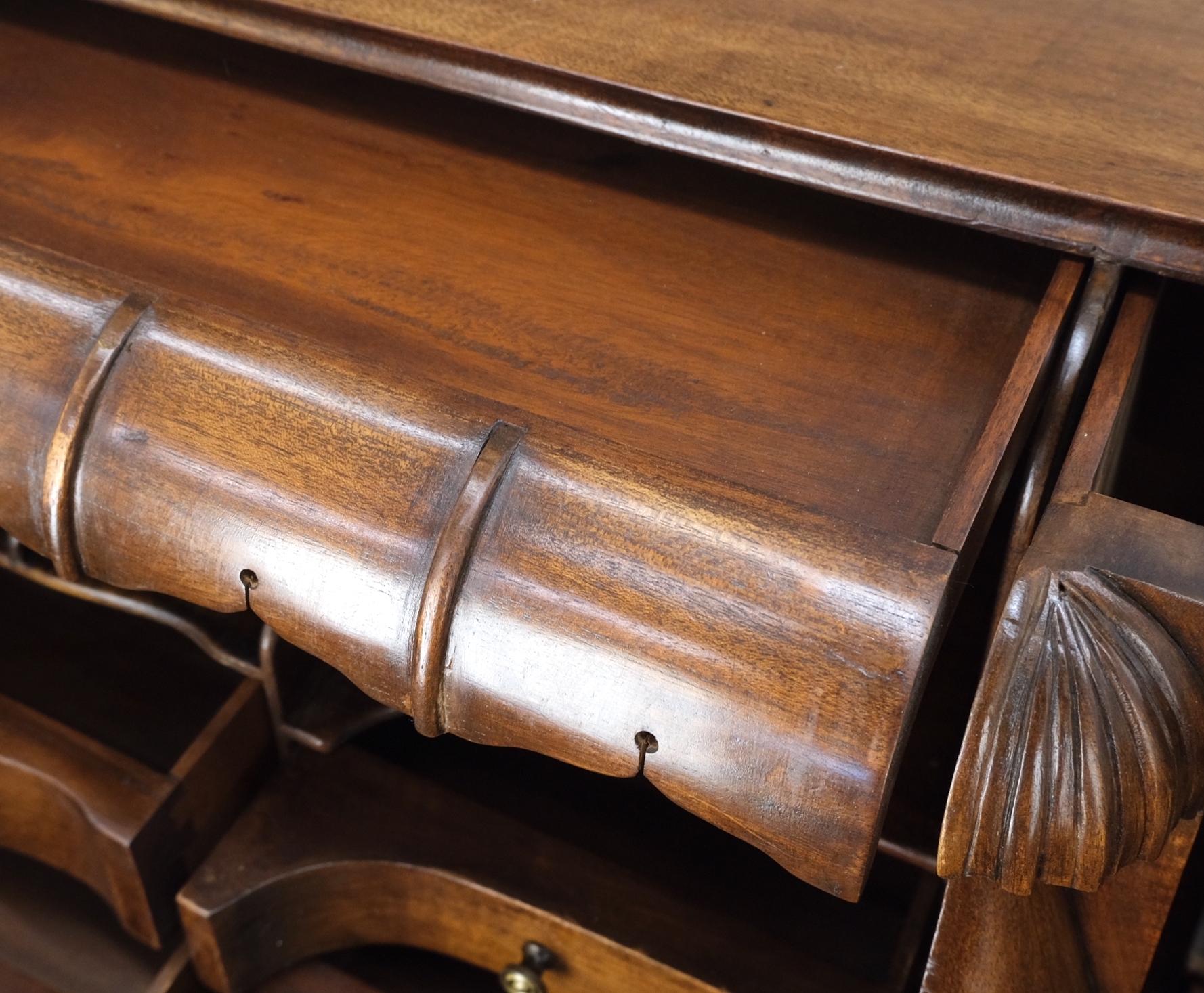 EstablishedLines Mahogany Finely Carved Ball & Claw Console Writing Table Desk Two Drawers Rope