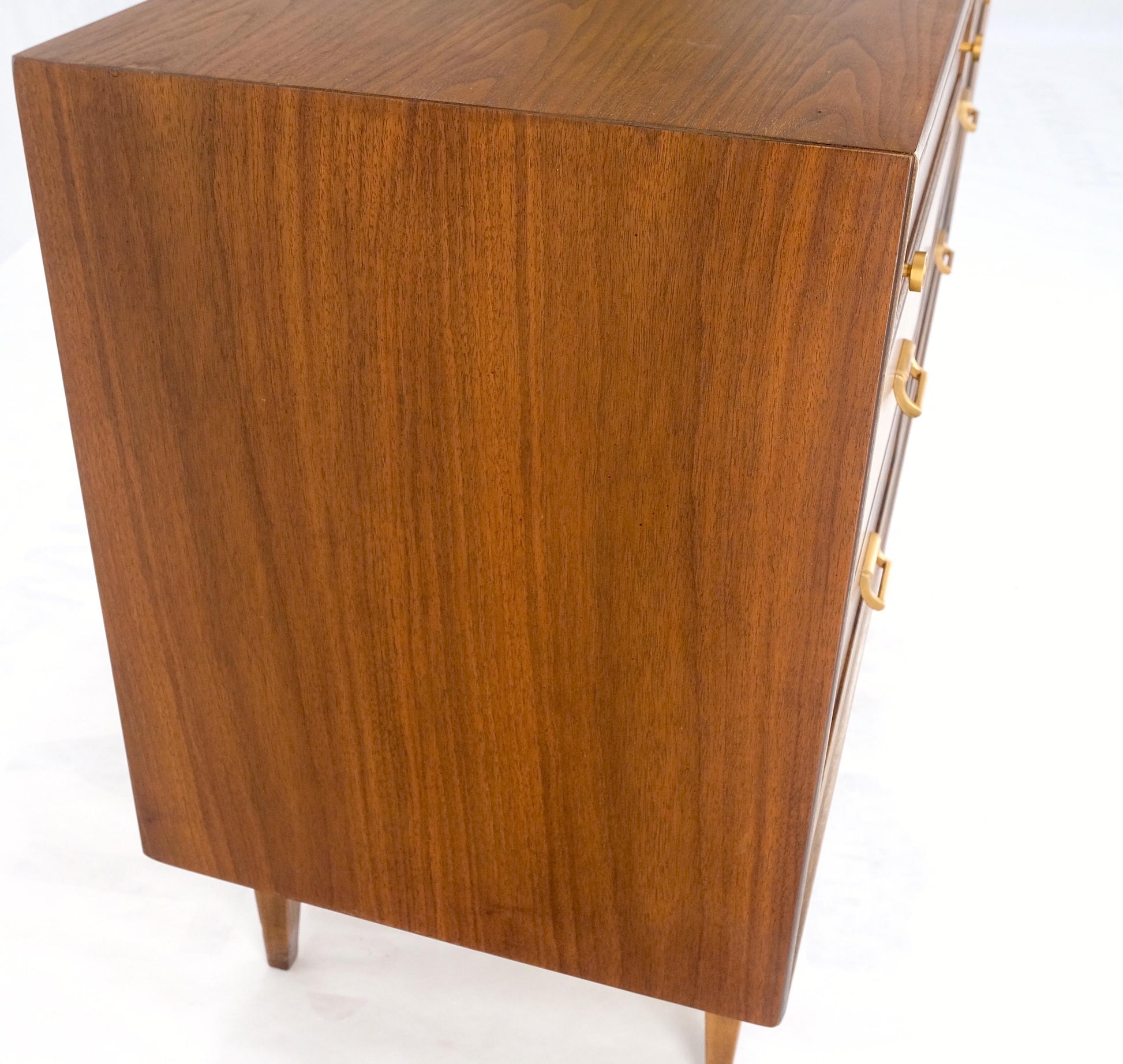 EstablishedLines American Mid Century Modern 6 Drawers Walnut Dresser Brass Hardware MINT!