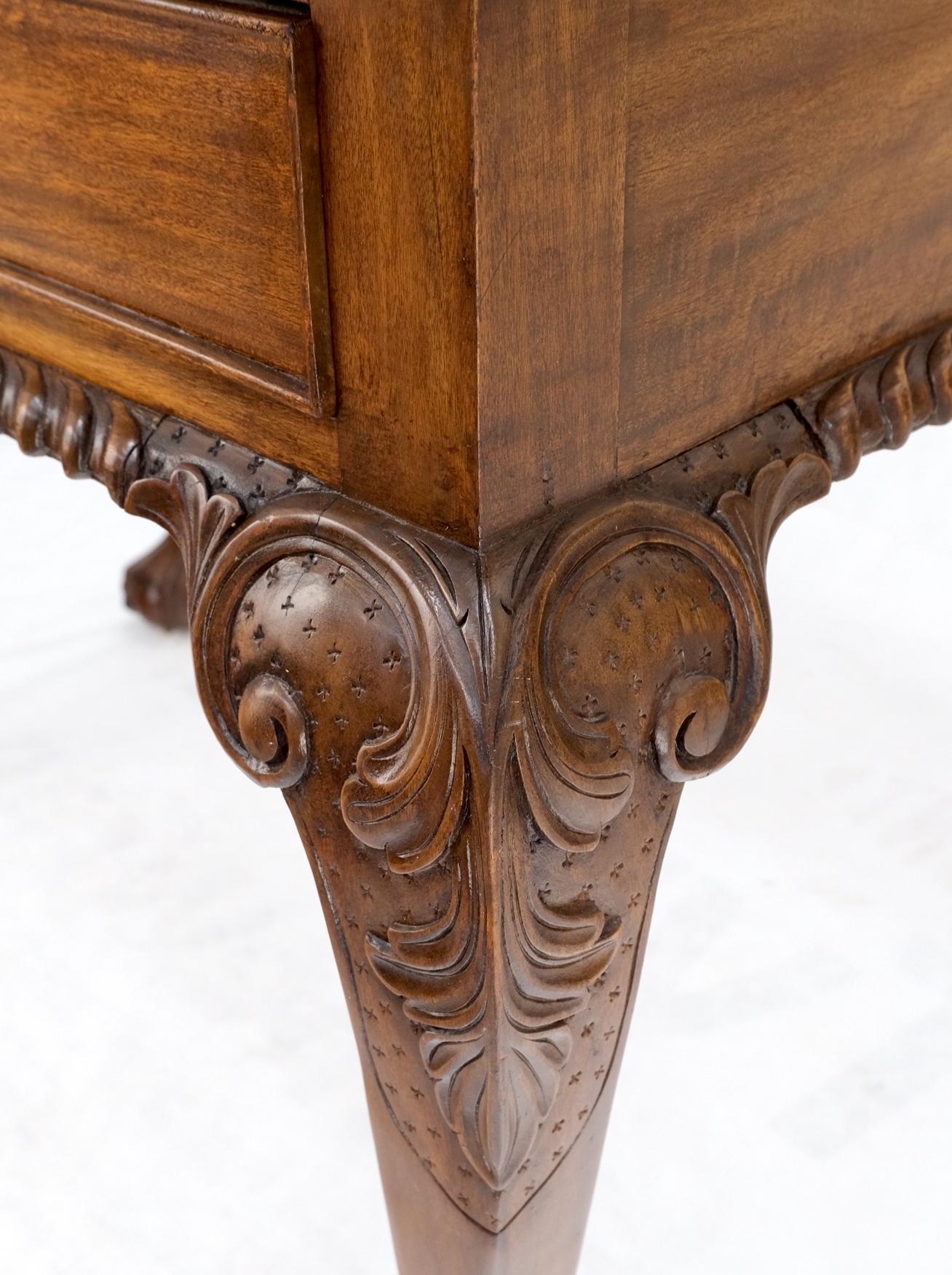 EstablishedLines Mahogany Finely Carved Ball & Claw Console Writing Table Desk Two Drawers Rope