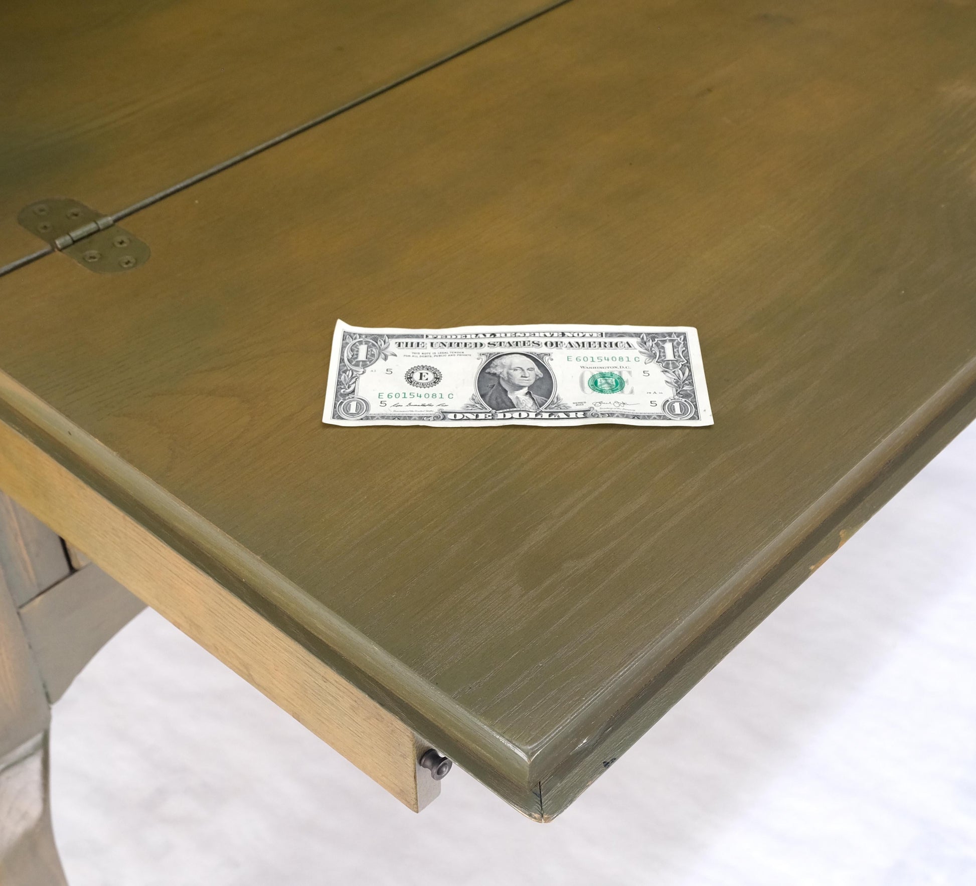 EstablishedLines Henredon Solid Oak Olive Finish Wide Open Bookcase Secretary Desk Country French