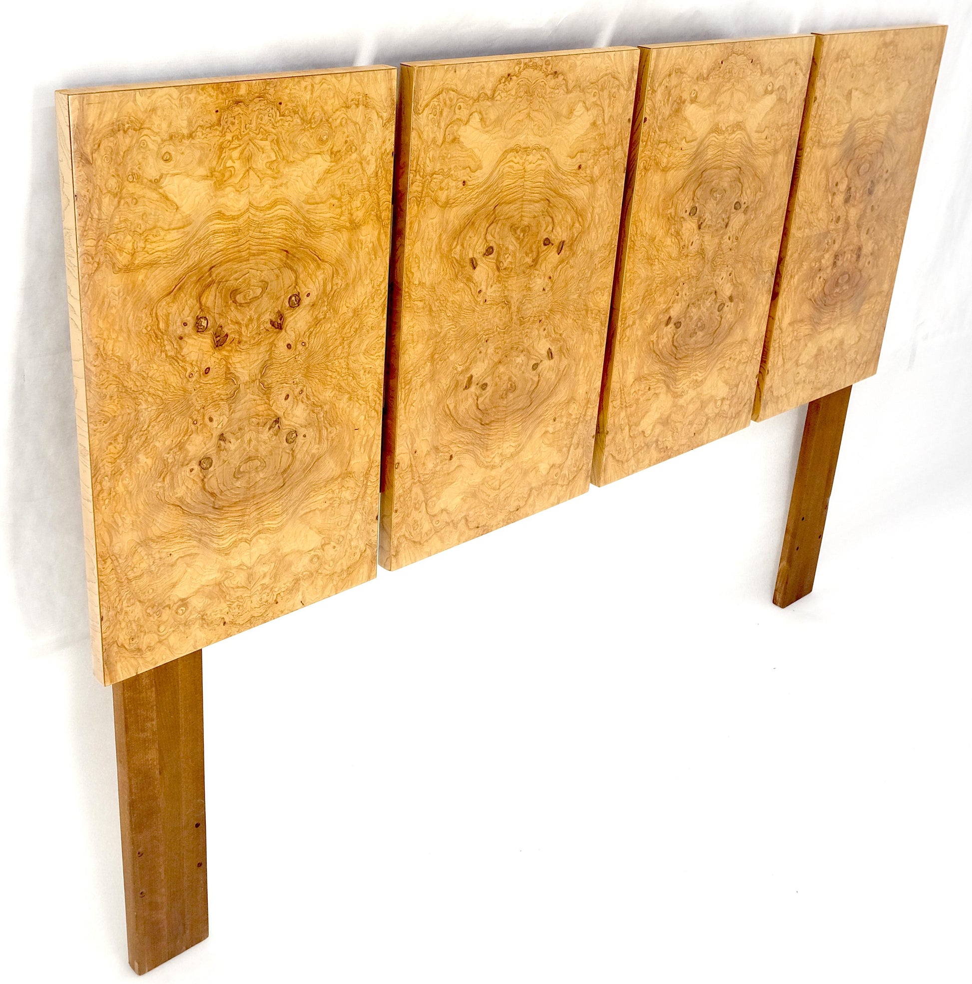 EstablishedLines Mid Century Modern Milo Baughman Full Queen Size Burl Wood Headboard Bed MINT!