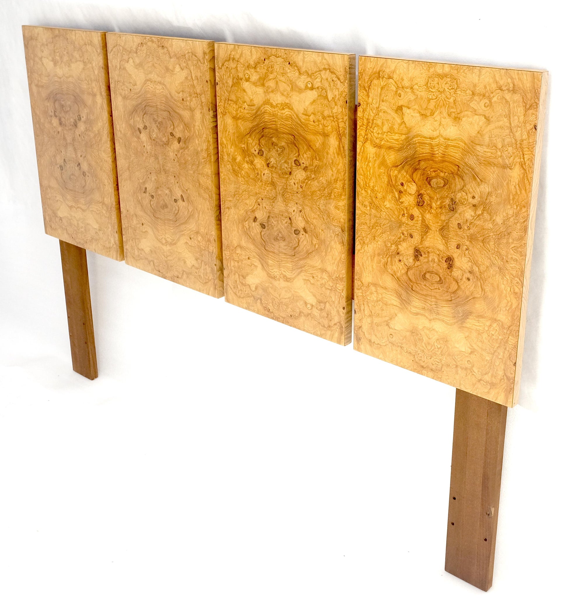 EstablishedLines Mid Century Modern Milo Baughman Full Queen Size Burl Wood Headboard Bed MINT!