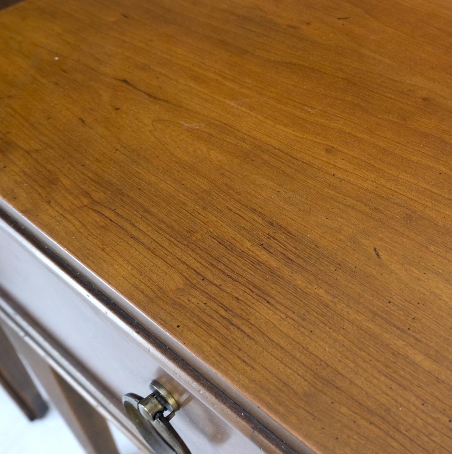 EstablishedLines Pair Mid-Century Modern One Drawer End Side Tables Night Stands Brass Ring Pulls