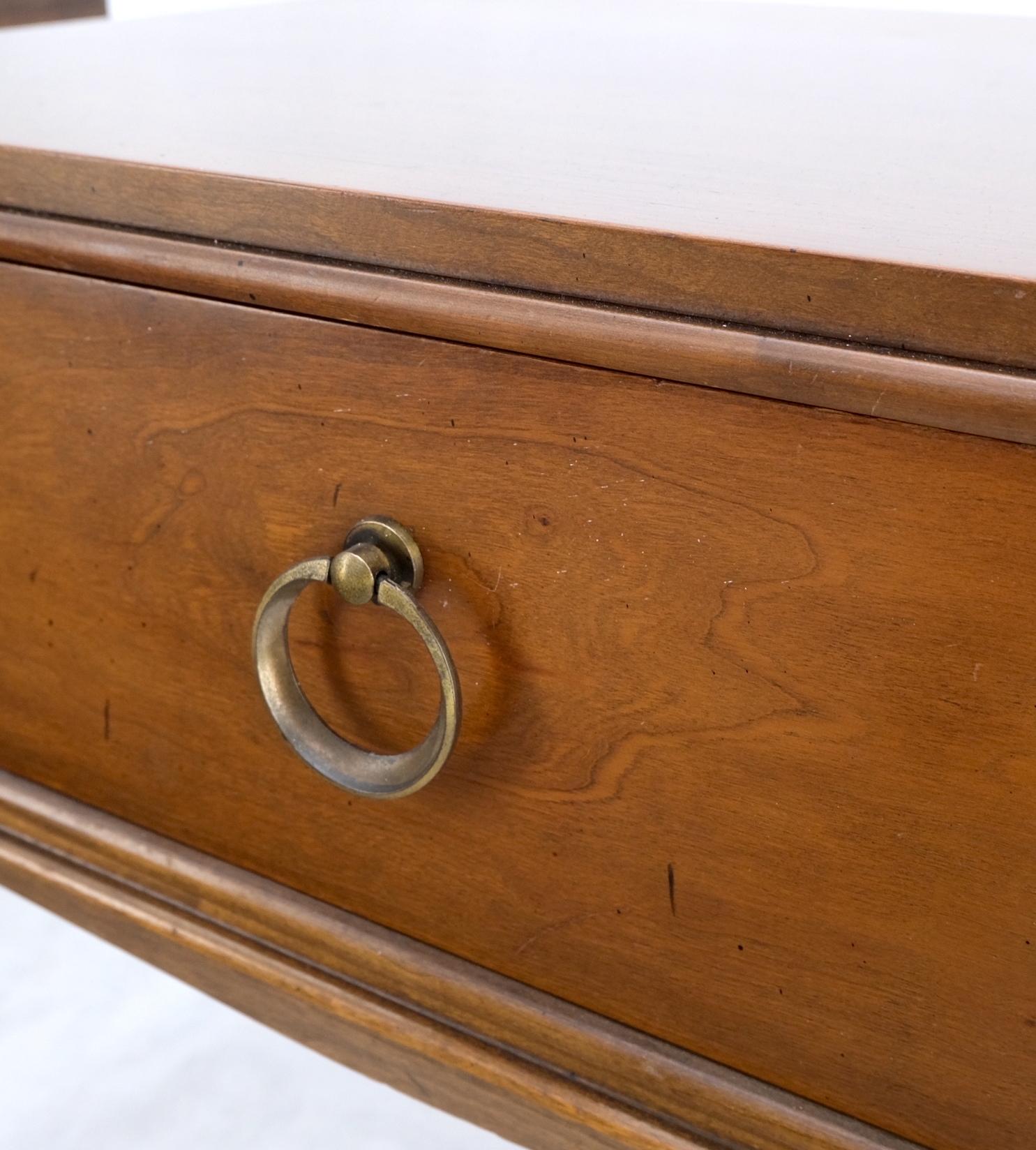 EstablishedLines Pair Mid-Century Modern One Drawer End Side Tables Night Stands Brass Ring Pulls