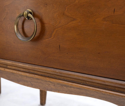 EstablishedLines Pair Mid-Century Modern One Drawer End Side Tables Night Stands Brass Ring Pulls