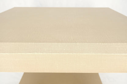EstablishedLines Lacquered Cloth Rectangle Tapered Legs Two Tier Bottom Shelf Beige End Table