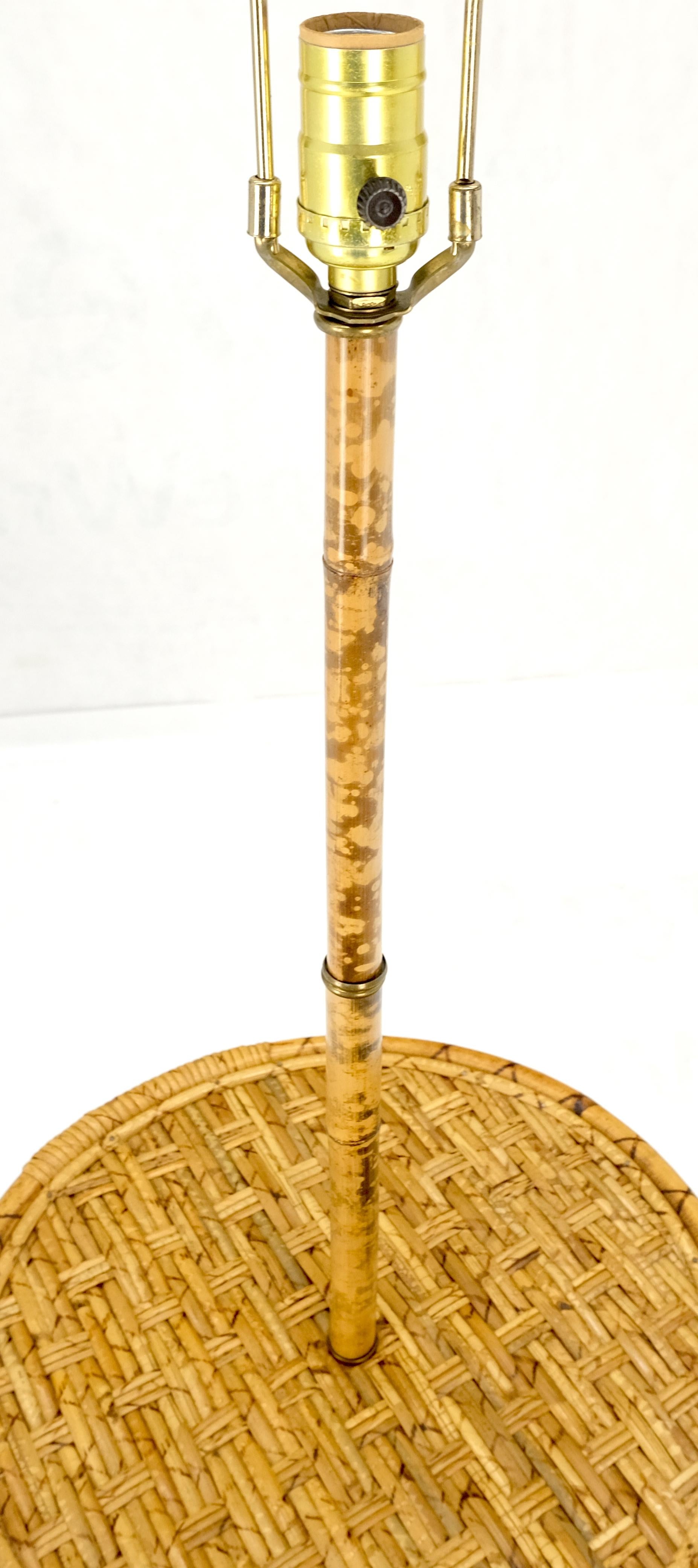 EstablishedLines Bamboo Rattan c1970s 4 Legged Two Tier Round Side Table Floor Lamp MINT!