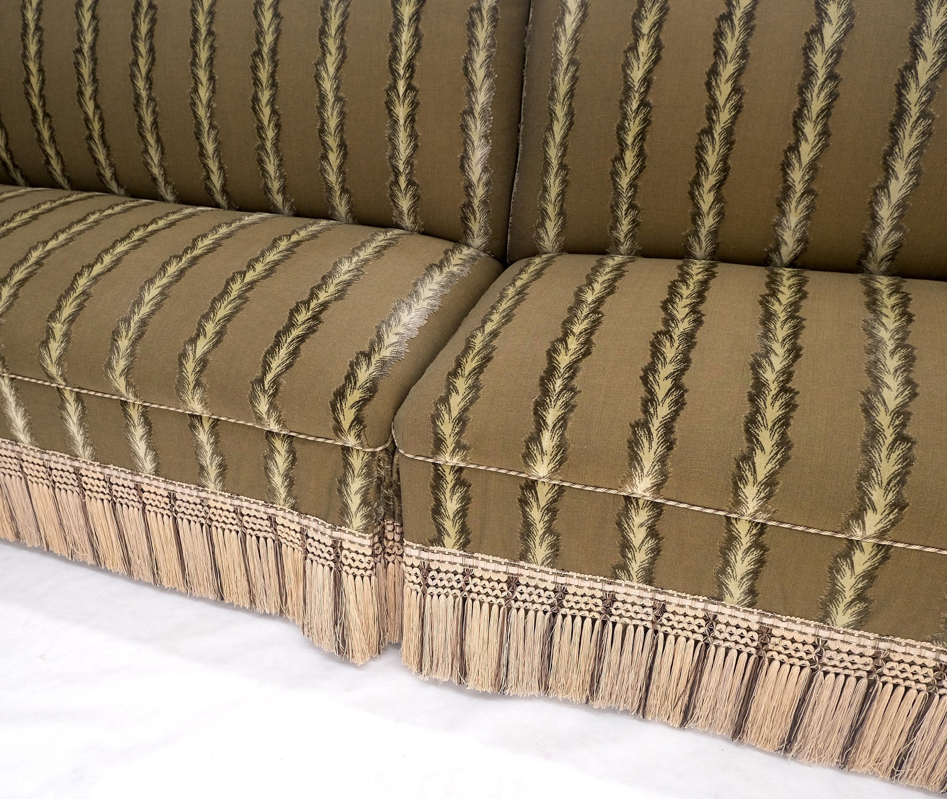 EstablishedLines Two Way Two Part "C" Shape Striped Upholstery Custom Sofa Couch w/ Tassels MINT!
