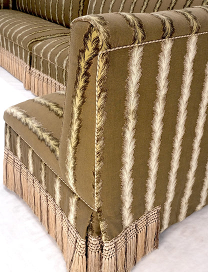 EstablishedLines Two Way Two Part "C" Shape Striped Upholstery Custom Sofa Couch w/ Tassels MINT!
