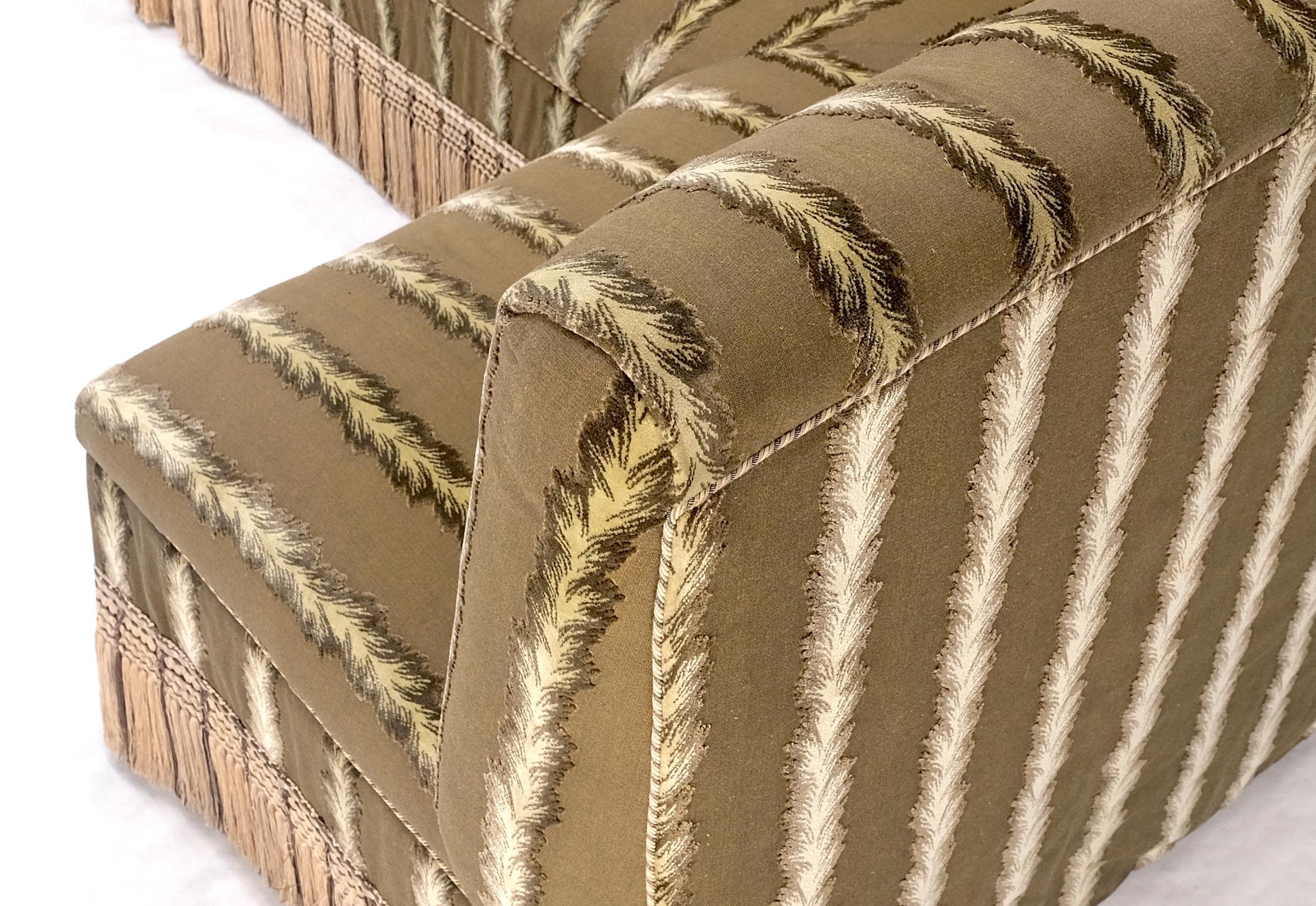 EstablishedLines Two Way Two Part "C" Shape Striped Upholstery Custom Sofa Couch w/ Tassels MINT!