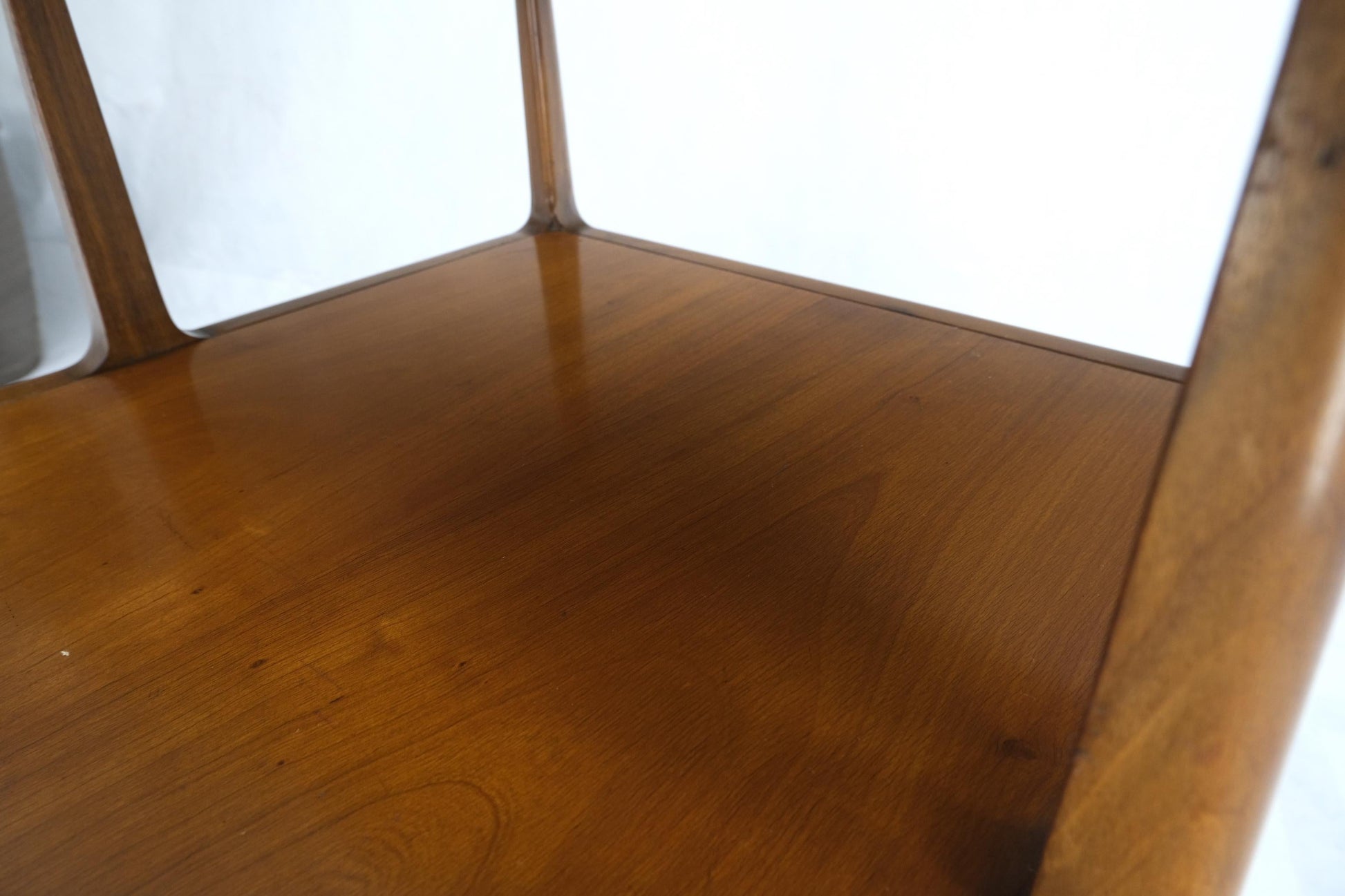 EstablishedLines Henredon Solid Walnut Sculptural Two Tier One Drawer Step Side Table