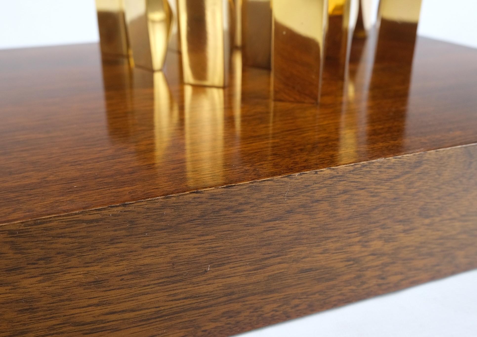 EstablishedLines Modern Flock of Birds Sculpture Solid Brass Figurines on Walnut Rectangle Block