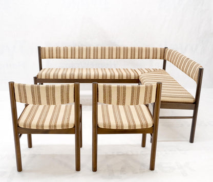 Danish Mid Century Modern L Shape Bench Chairs Dining Table Kitchen Dinette Set