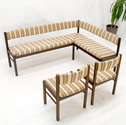 Danish Mid Century Modern L Shape Bench Chairs Dining Table Kitchen Dinette Set