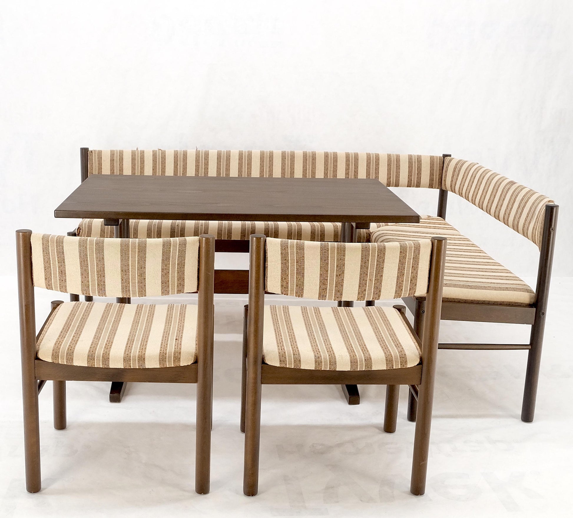 EstablishedLines Danish Mid Century Modern L Shape Bench Chairs Dining Table Kitchen Dinette Set