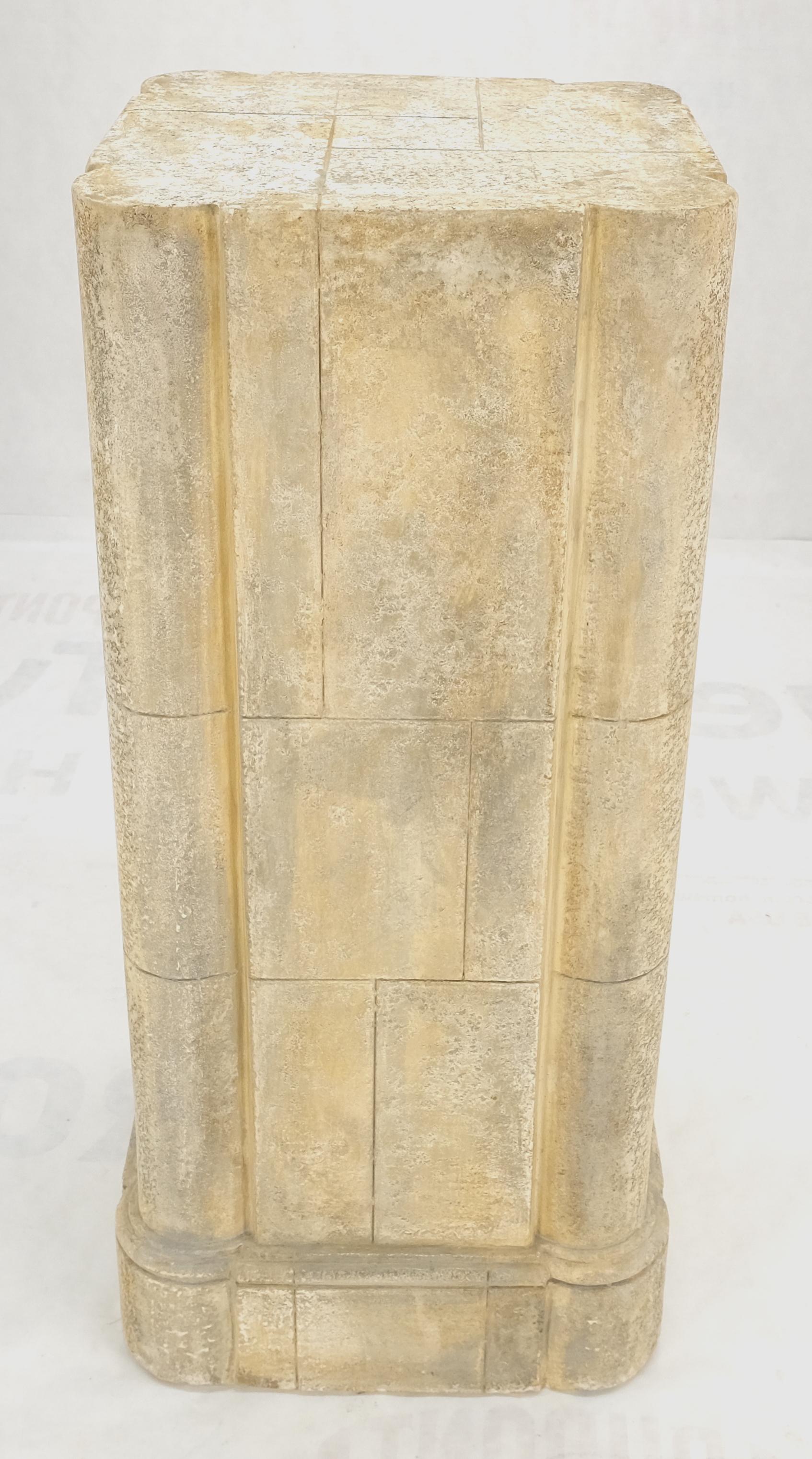 EstablishedLines large 19x19 Square Faux Travertine 41" Tall Carved Geometric Decorative Pattern
