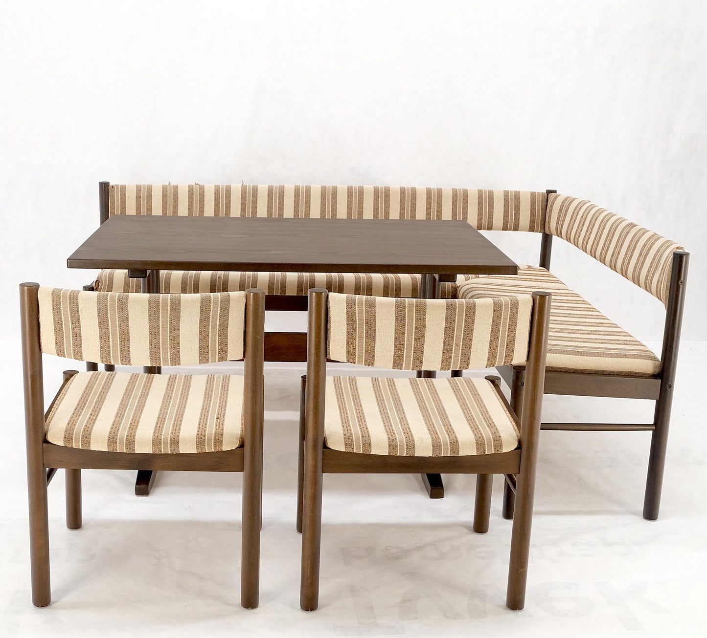 Danish Mid Century Modern L Shape Bench Chairs Dining Table Kitchen Dinette Set
