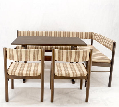Danish Mid Century Modern L Shape Bench Chairs Dining Table Kitchen Dinette Set