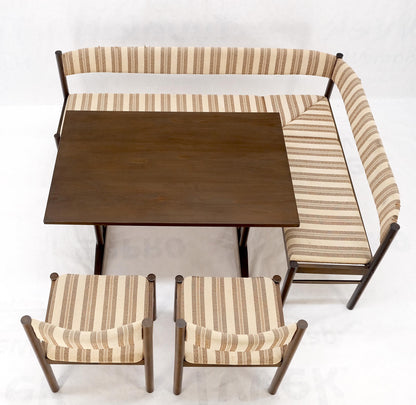 Danish Mid Century Modern L Shape Bench Chairs Dining Table Kitchen Dinette Set