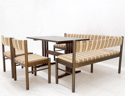 Danish Mid Century Modern L Shape Bench Chairs Dining Table Kitchen Dinette Set