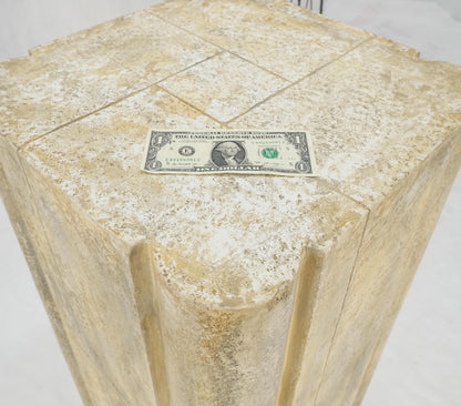 EstablishedLines large 19x19 Square Faux Travertine 41" Tall Carved Geometric Decorative Pattern