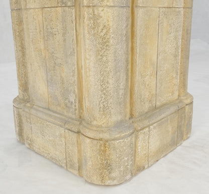 EstablishedLines large 19x19 Square Faux Travertine 41" Tall Carved Geometric Decorative Pattern