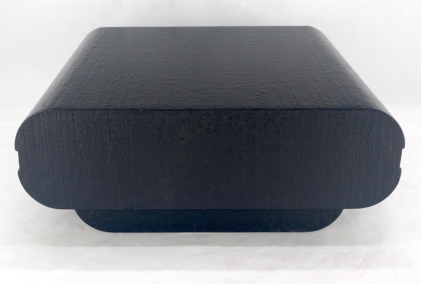 EstablishedLines Black Lacquer Cloth Wrapped 36" Square Center Coffee Table Mid Century 1970 MINT