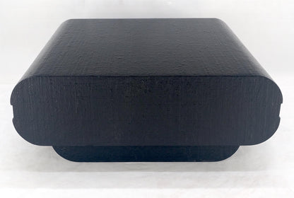 EstablishedLines Black Lacquer Cloth Wrapped 36" Square Center Coffee Table Mid Century 1970 MINT